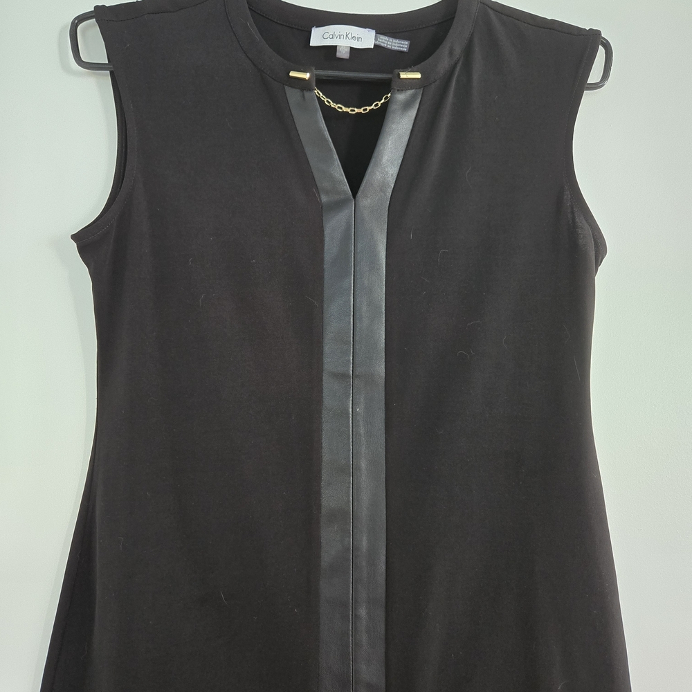 Calvin Klein Black Top with Gold Chain Accent